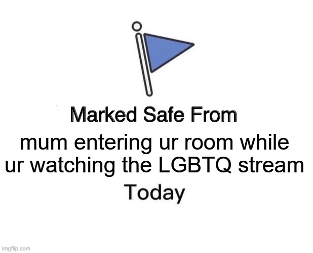 i wish you luck today | mum entering ur room while ur watching the LGBTQ stream | image tagged in memes,marked safe from | made w/ Imgflip meme maker