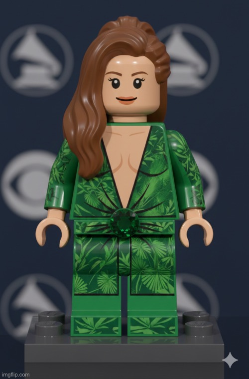 Mini JLo | image tagged in jlo,jennifer lopez,versace,ai art,lego art,brian einersen | made w/ Imgflip meme maker
