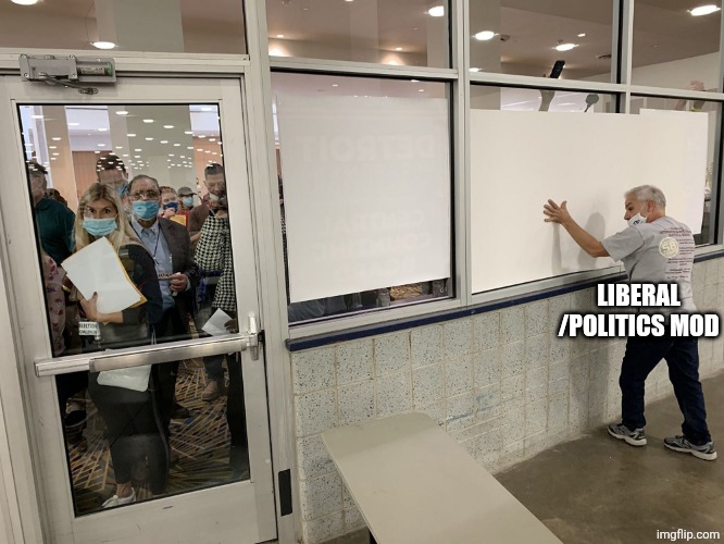 LIBERAL /POLITICS MOD | image tagged in detroit 2020 election covering windows | made w/ Imgflip meme maker
