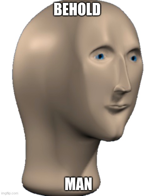 Meme Man | BEHOLD; MAN | image tagged in meme man | made w/ Imgflip meme maker