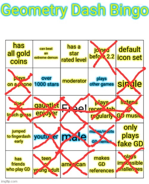 BINGO YEAHHHH | image tagged in geometry dash | made w/ Imgflip meme maker