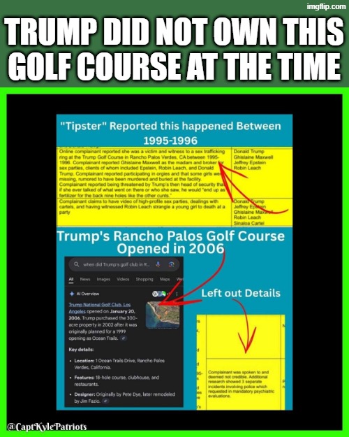 Trump did not own this golf course at the time | TRUMP DID NOT OWN THIS GOLF COURSE AT THE TIME | made w/ Imgflip meme maker