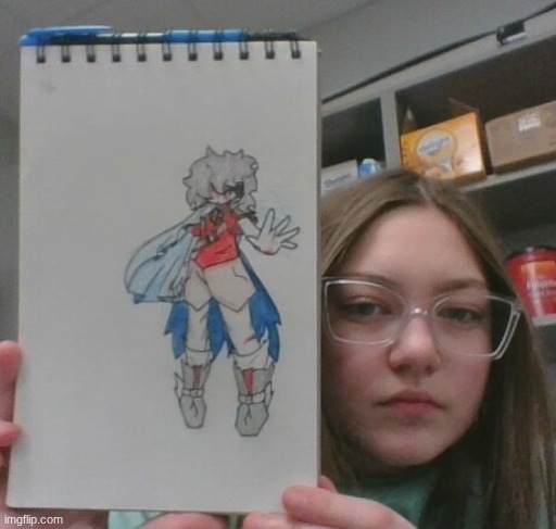 Drew the protag for the book my brother's writing and he doesn't like it because the outfit was supposed to be all black smh | image tagged in e | made w/ Imgflip meme maker