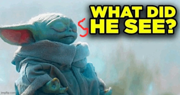 Baby yoda what did he see | image tagged in baby yoda what did he see | made w/ Imgflip meme maker