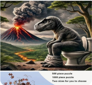 Dino on toilet during volcano eruption Blank Meme Template