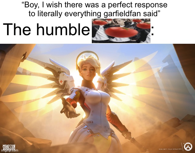 . | “Boy, I wish there was a perfect response to literally everything garfieldfan said”; The humble             : | image tagged in mercy | made w/ Imgflip meme maker