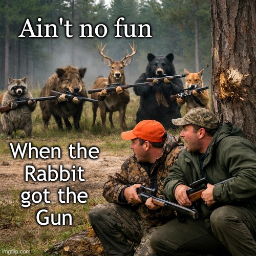 Lefty can't handle when the tables are turned on them | Ain't no fun; Marko; When the
Rabbit
got the
Gun | image tagged in memes,1 theyre oblivious,2 lefty dont understand fairness,3 lefty projection is ubiquitous | made w/ Imgflip meme maker