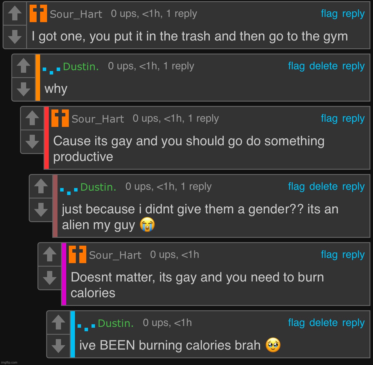 all because i said “idk what gender to make my ALIEN character so im not gonna give it one” btw | made w/ Imgflip meme maker