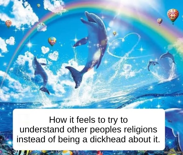 . | How it feels to try to understand other peoples religions instead of being a dickhead about it. | image tagged in how it feels to x | made w/ Imgflip meme maker