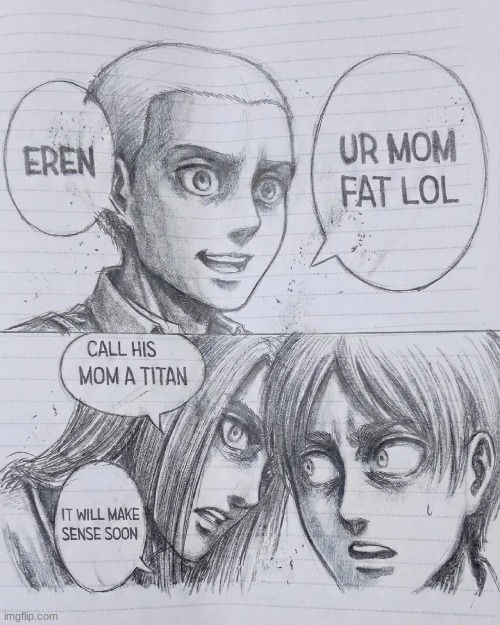 image tagged in connie,eren,attack on titan | made w/ Imgflip meme maker