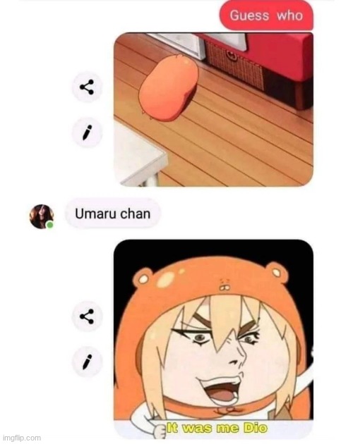 image tagged in umaru,dio | made w/ Imgflip meme maker