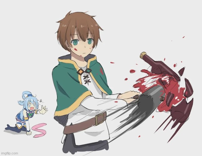 image tagged in konosuba,kazuma,aqua | made w/ Imgflip meme maker