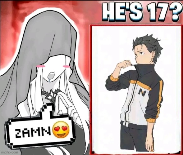 image tagged in re zero,satella,subaru | made w/ Imgflip meme maker