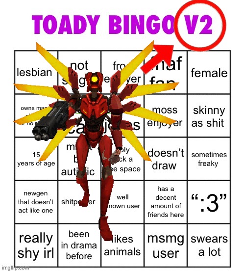 toady bingo v2 | image tagged in toady bingo v2 | made w/ Imgflip meme maker
