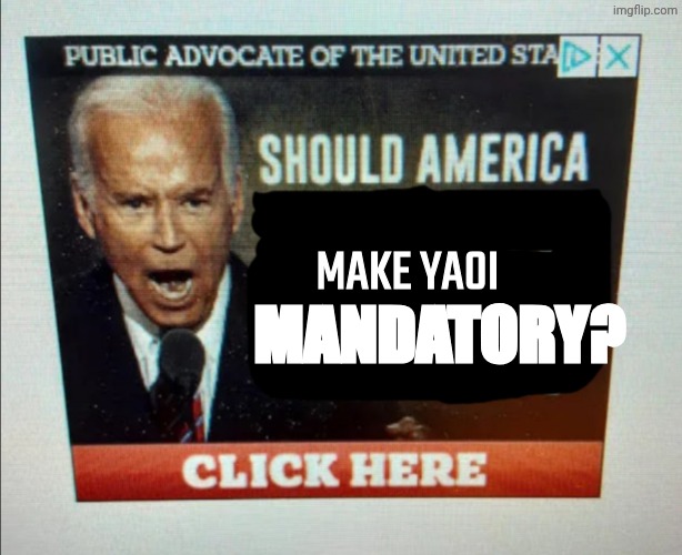 The sfw kind | MAKE YAOI; MANDATORY? | image tagged in should america | made w/ Imgflip meme maker