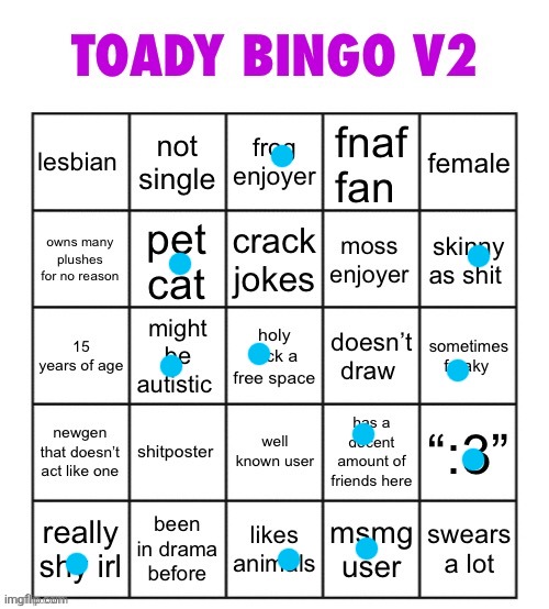 toady bingo v2 | image tagged in toady bingo v2 | made w/ Imgflip meme maker