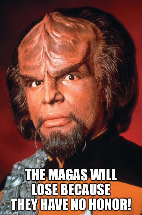 Lieutenant Worf | THE MAGAS WILL LOSE BECAUSE THEY HAVE NO HONOR! | image tagged in lieutenant worf | made w/ Imgflip meme maker