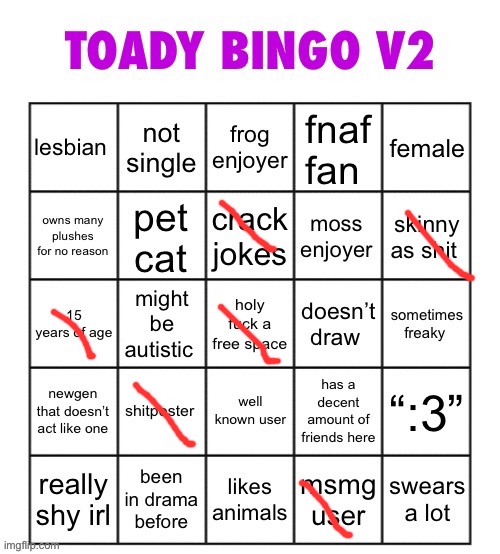 toady bingo v2 | image tagged in toady bingo v2 | made w/ Imgflip meme maker