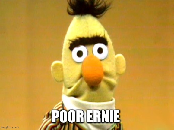 Sesame Street - Sad Bert | POOR ERNIE | image tagged in sesame street - sad bert | made w/ Imgflip meme maker