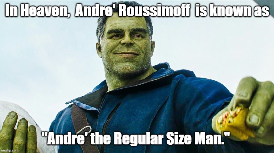 Andre the Giant | In Heaven,  Andre' Roussimoff  is known as; "Andre' the Regular Size Man." | image tagged in andre the giant,wwe | made w/ Imgflip meme maker
