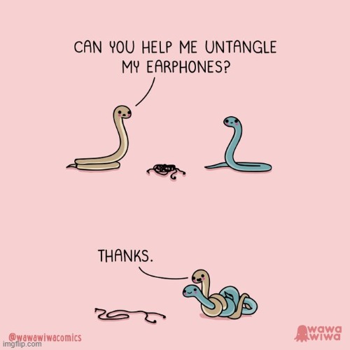 image tagged in snakes,earphones,earbuds,tangled,wire,stuck | made w/ Imgflip meme maker