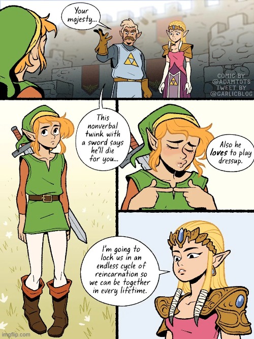 image tagged in the legend of zelda,link,zelda,cycle,reincarnation,together | made w/ Imgflip meme maker