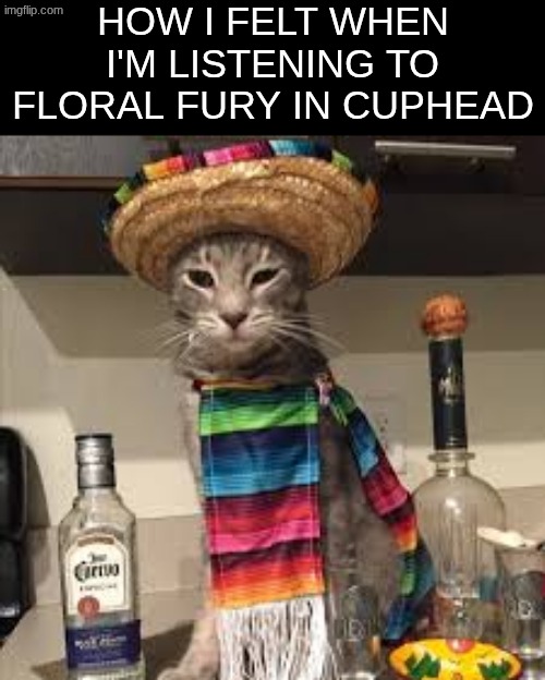 anyone else feel like its a mexican song or just me? | HOW I FELT WHEN I'M LISTENING TO FLORAL FURY IN CUPHEAD | image tagged in memes,cuphead | made w/ Imgflip meme maker
