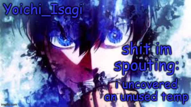 niche | i uncovered an unused temp | image tagged in yoichi_isagi temp | made w/ Imgflip meme maker
