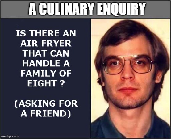 Who Is That Guy ? | A CULINARY ENQUIRY | image tagged in culinary,enquiry,air fryer,serial killer | made w/ Imgflip meme maker
