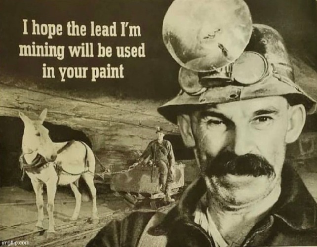 I Hope The Lead I'm Mining Will Be Used In Your Paint | image tagged in i hope the lead i'm mining will be used in your paint | made w/ Imgflip meme maker