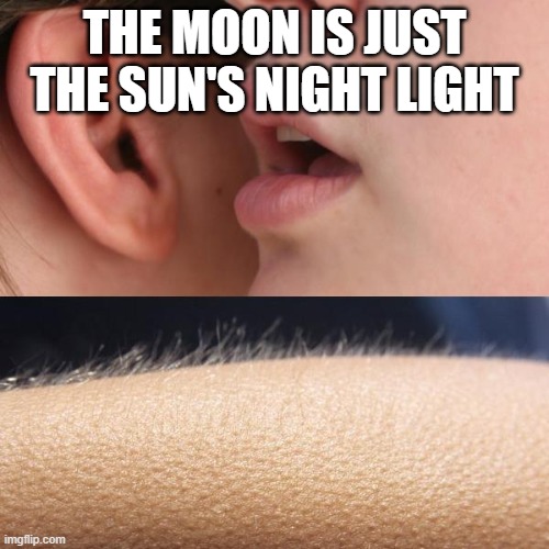 The Moon | THE MOON IS JUST THE SUN'S NIGHT LIGHT | image tagged in whisper and goosebumps | made w/ Imgflip meme maker