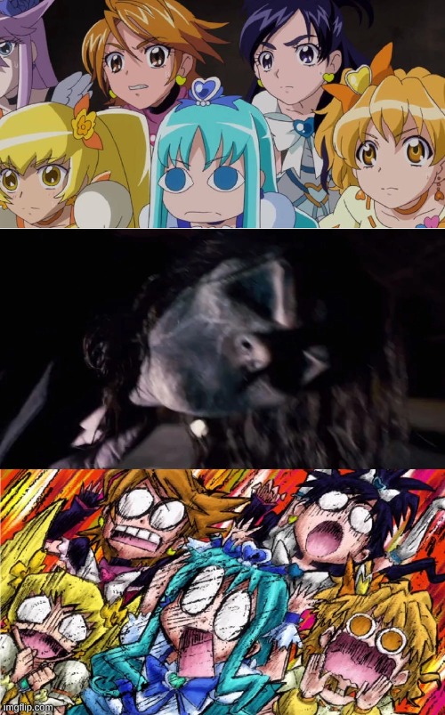 A Pants Wetting Ending from a Jumpscare Heavy Horror Movie | image tagged in memes,precure,anime,horror | made w/ Imgflip meme maker