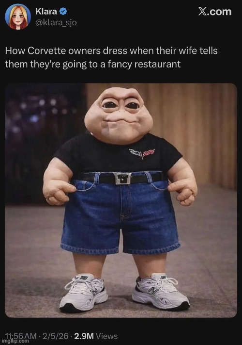 image tagged in corvette,owners,restaurant,fancy,dinosaurs,baby sinclair | made w/ Imgflip meme maker