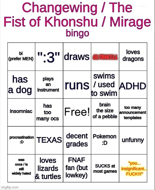 new bingo | image tagged in changewing bingo | made w/ Imgflip meme maker