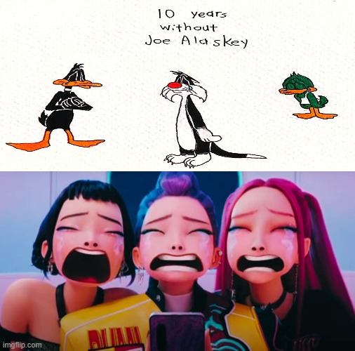 10 years without joe makes the hunters cry | image tagged in who makes the hunters cry,death,died in 2016,looney tunes,10 years without,rest in peace | made w/ Imgflip meme maker