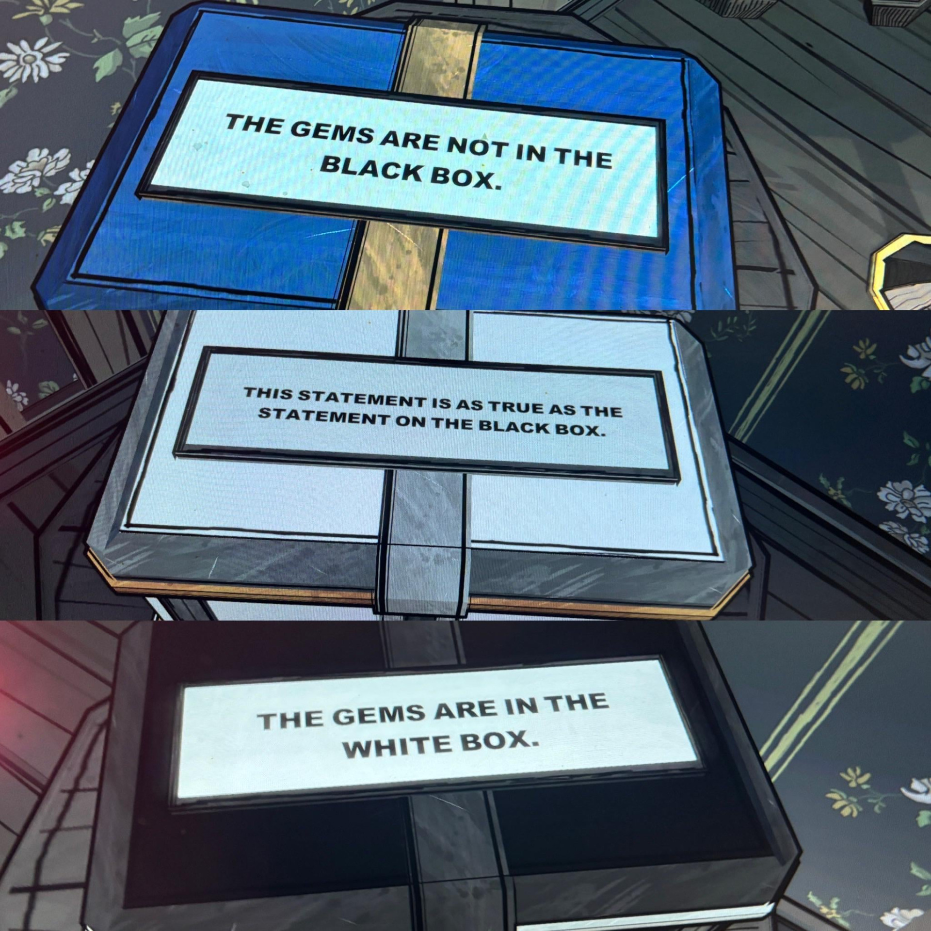 Blue prince 3 boxes Blank Meme Template