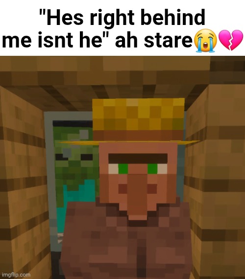 "Hes right behind me isnt he" ah stare😭💔 | image tagged in minecraft,memes | made w/ Imgflip meme maker