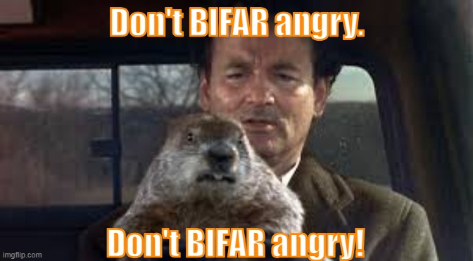 BIFARhog Day | Don't BIFAR angry. Don't BIFAR angry! | image tagged in groundhog day,dune | made w/ Imgflip meme maker