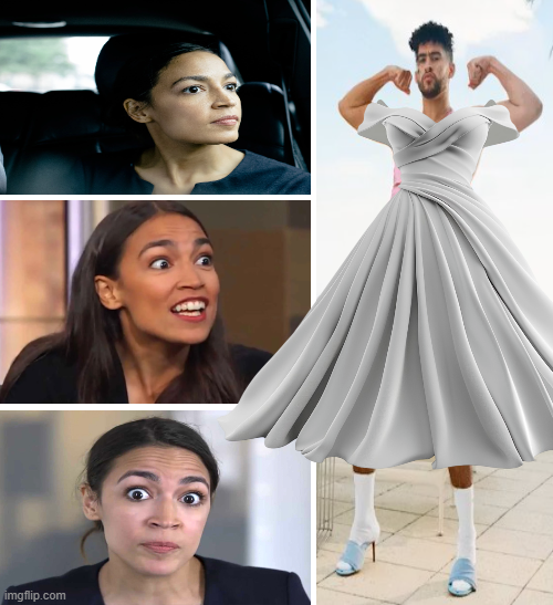 AOC deep thoughts on her way to the Super Bowl Blank Meme Template