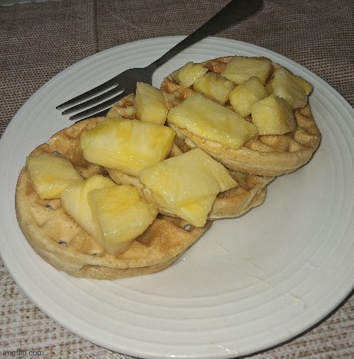 Coconut syrup and pineapple waffles | made w/ Imgflip meme maker