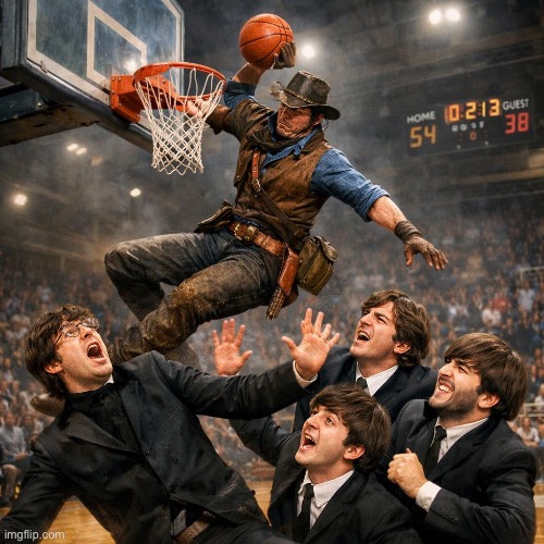 Arthur Morgan dunking on the Beatles | made w/ Imgflip meme maker