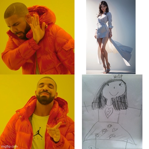 Artists nowadays | image tagged in memes,drake hotline bling,ai art,drawing,art | made w/ Imgflip meme maker