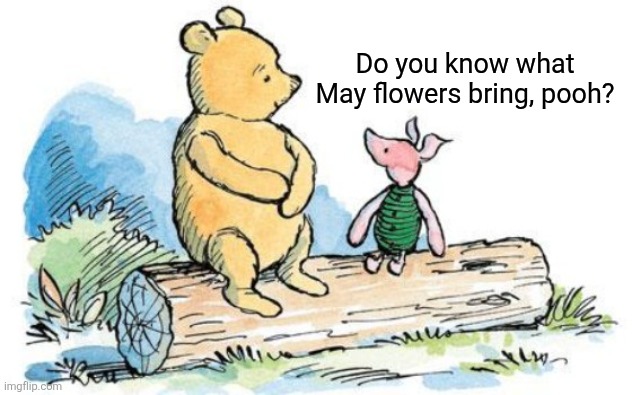 winnie the pooh and piglet | Do you know what May flowers bring, pooh? | image tagged in winnie the pooh and piglet | made w/ Imgflip meme maker