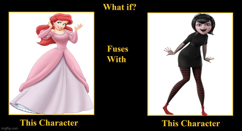 What if Ariel Fuses With Mavis Dracula | image tagged in blank fusion meme,hotel transylvania,mavis,ariel,the little mermaid,disney princess | made w/ Imgflip meme maker