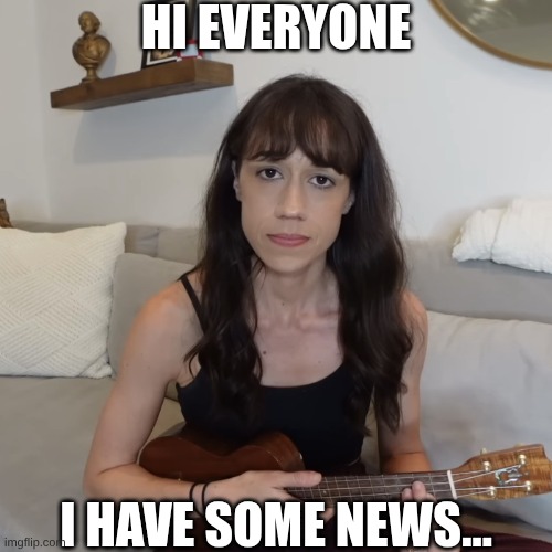 Hommers | HI EVERYONE; I HAVE SOME NEWS... | image tagged in colleen ballinger ukulele apology,kim jong un sad,cleavage | made w/ Imgflip meme maker