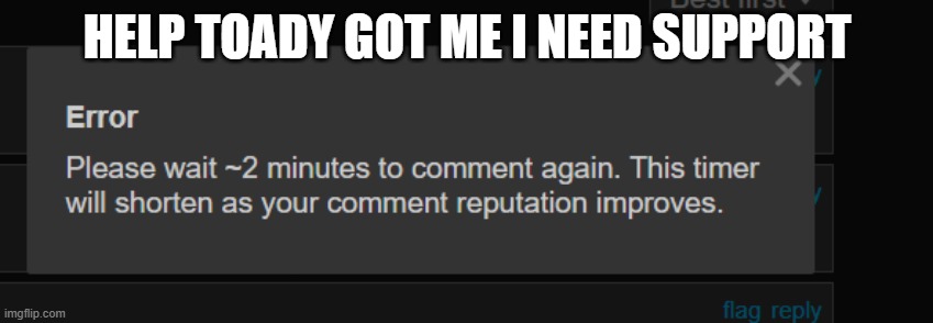 Whyy Someone ban jingle memer why why why and callmesebby | HELP TOADY GOT ME I NEED SUPPORT | made w/ Imgflip meme maker