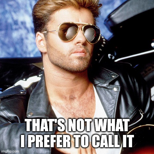 George Michael | THAT'S NOT WHAT I PREFER TO CALL IT | image tagged in george michael | made w/ Imgflip meme maker