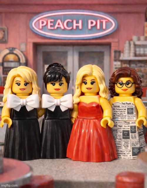 Peach Pit After DarK | image tagged in 90210,brenda and kelly,shannen doherty,ai art,lego art,brian einersen | made w/ Imgflip meme maker