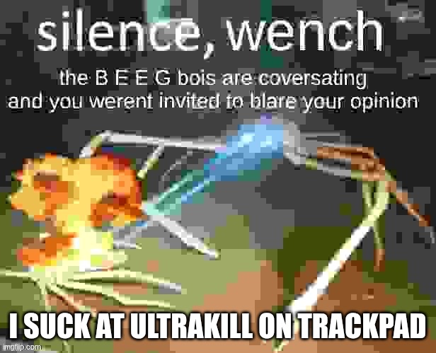 imma need a mouse for ts shit | I SUCK AT ULTRAKILL ON TRACKPAD | image tagged in silence | made w/ Imgflip meme maker