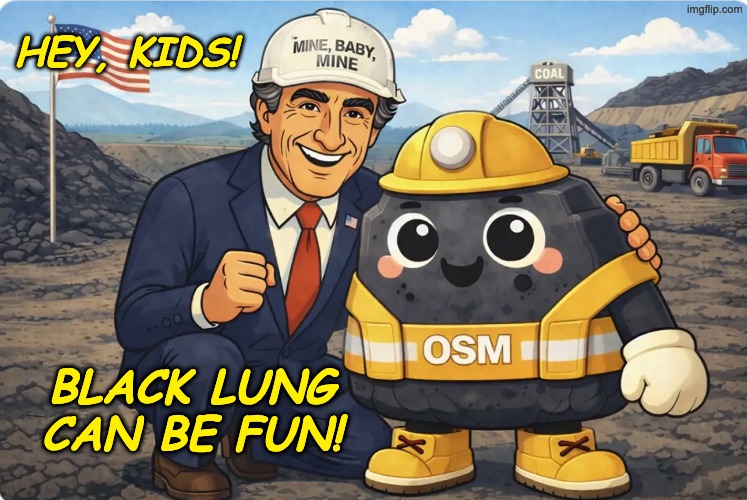 Try some today! | HEY, KIDS! BLACK LUNG
CAN BE FUN! | image tagged in trump,idiocracy,disease,environment,polution,advertising | made w/ Imgflip meme maker